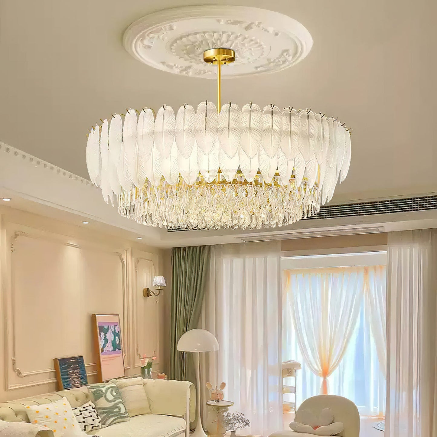 Greta Feather Crystal Chandelier