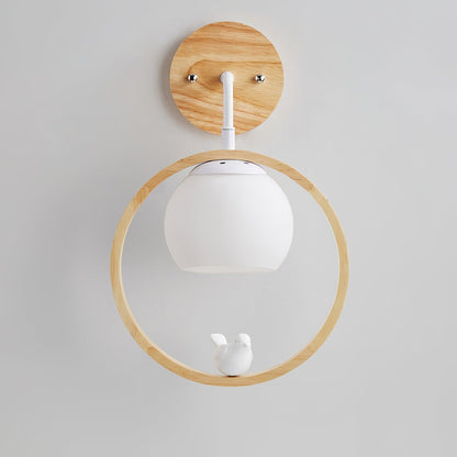 Wood Bird Wall Lamp