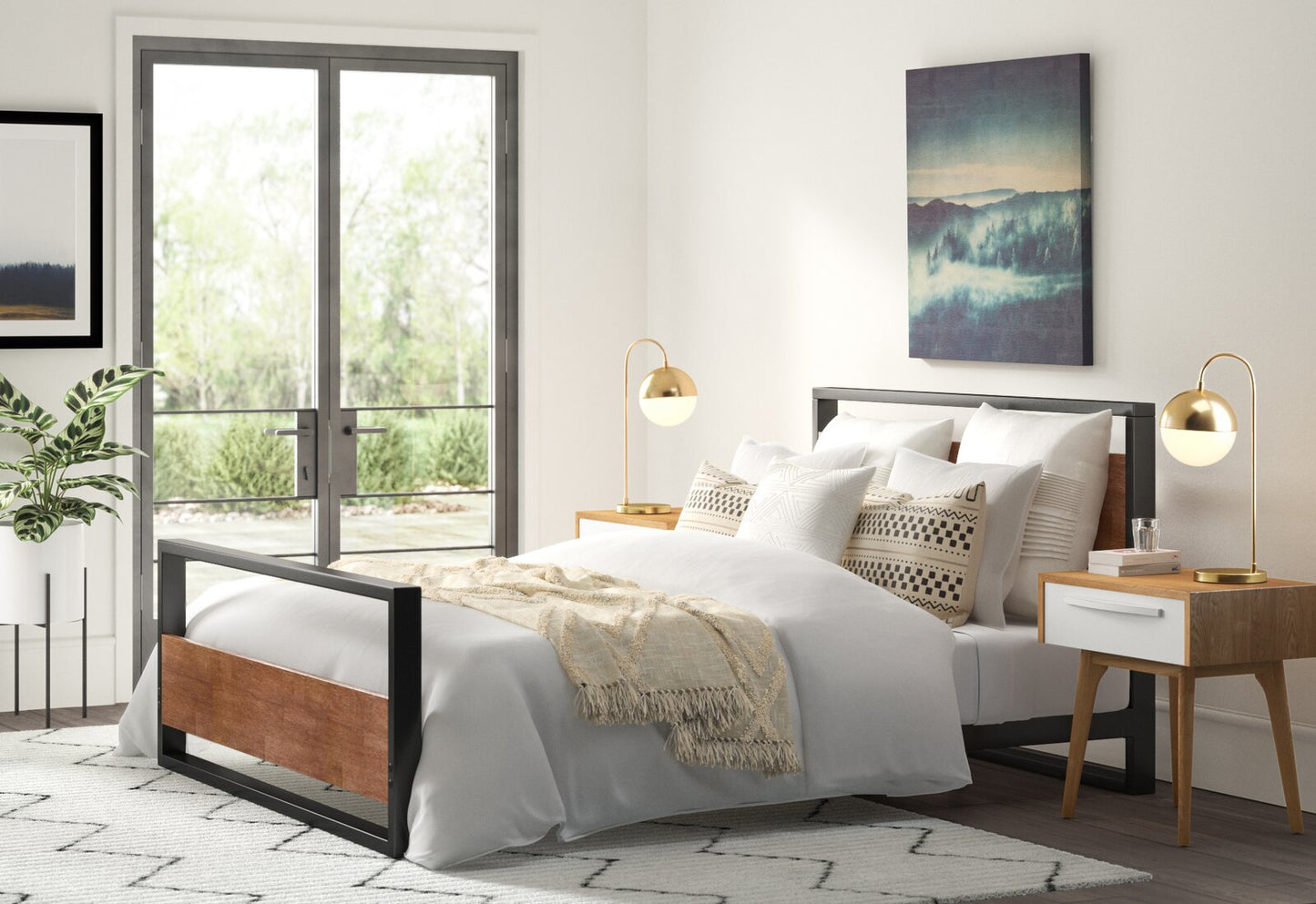 مصباح طاولة من خشب الأرز والطحالب 