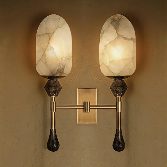 Alabaster Obelisk Double Alabaster Sconce