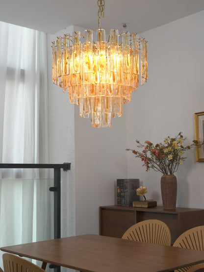 Golden Amber Murano Glass Chandelier
