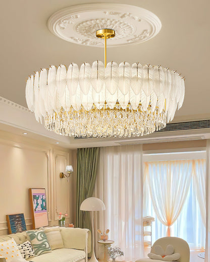 Greta Feather Crystal Chandelier