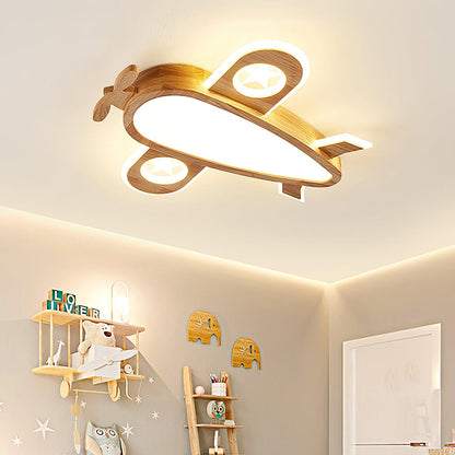 Wood Airplane Ceiling Lamp