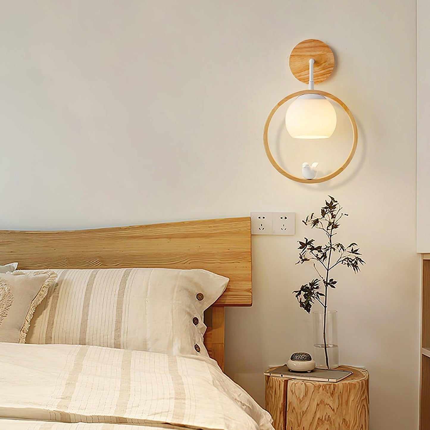 Wood Bird Wall Lamp