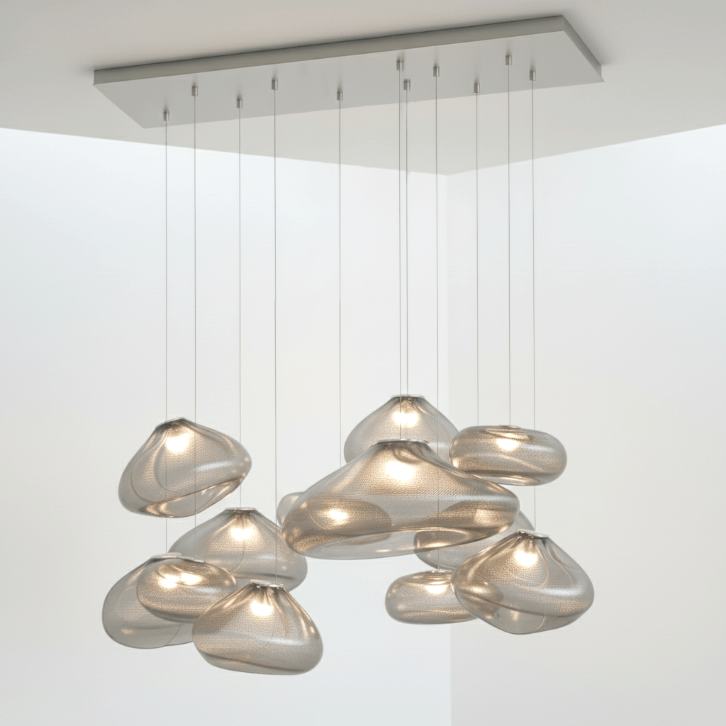 Blown Glass Mesh Pendant Light